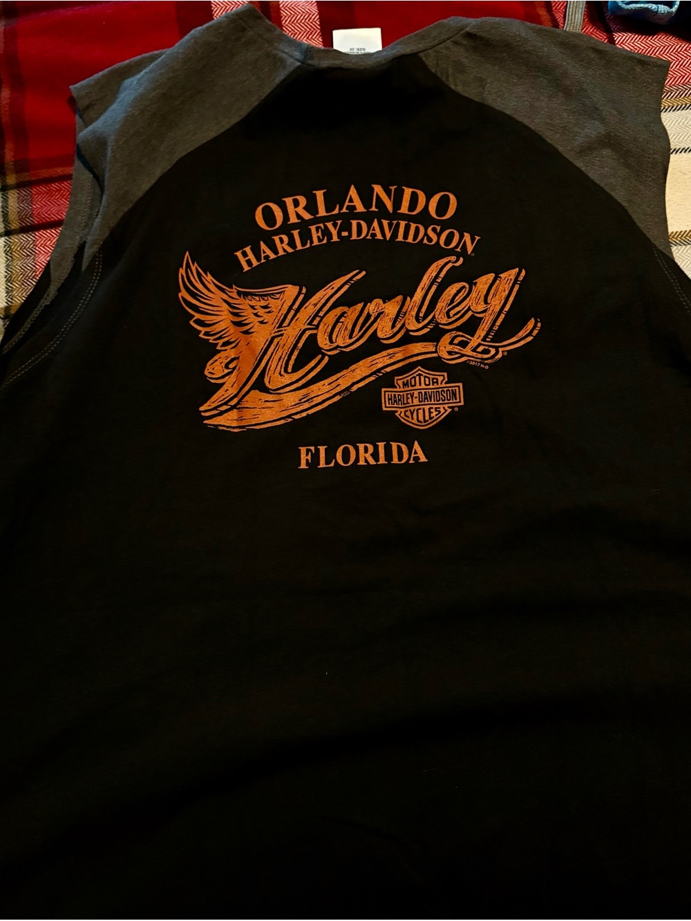 Harley-Davidson Black Tee with Red Logo Accent - Picture 3 of 3